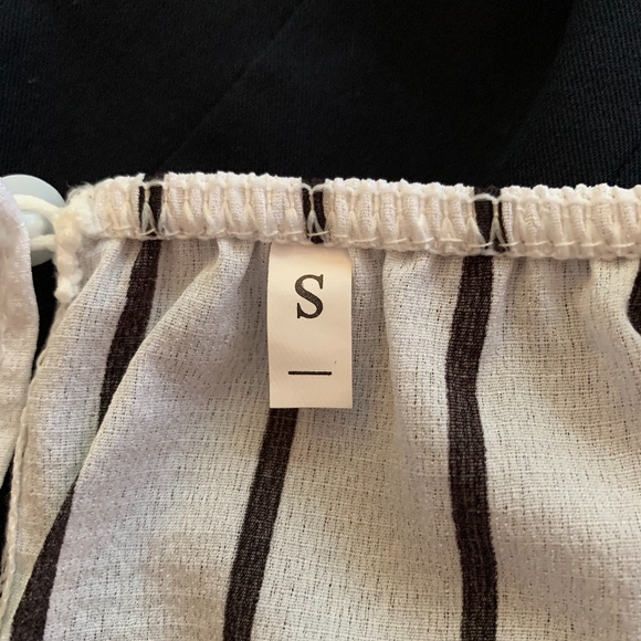 Black and White Strip Camisole with Self-Tie Back - Picture 6 of 7